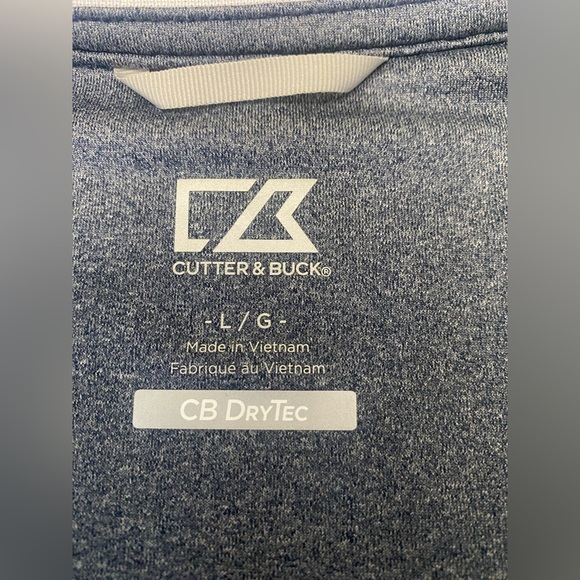 Cutter & Buck Men’s CB DryTec Cotton Navy Blue Quarter Zip Size Large Golf - Picture 3 of 8
